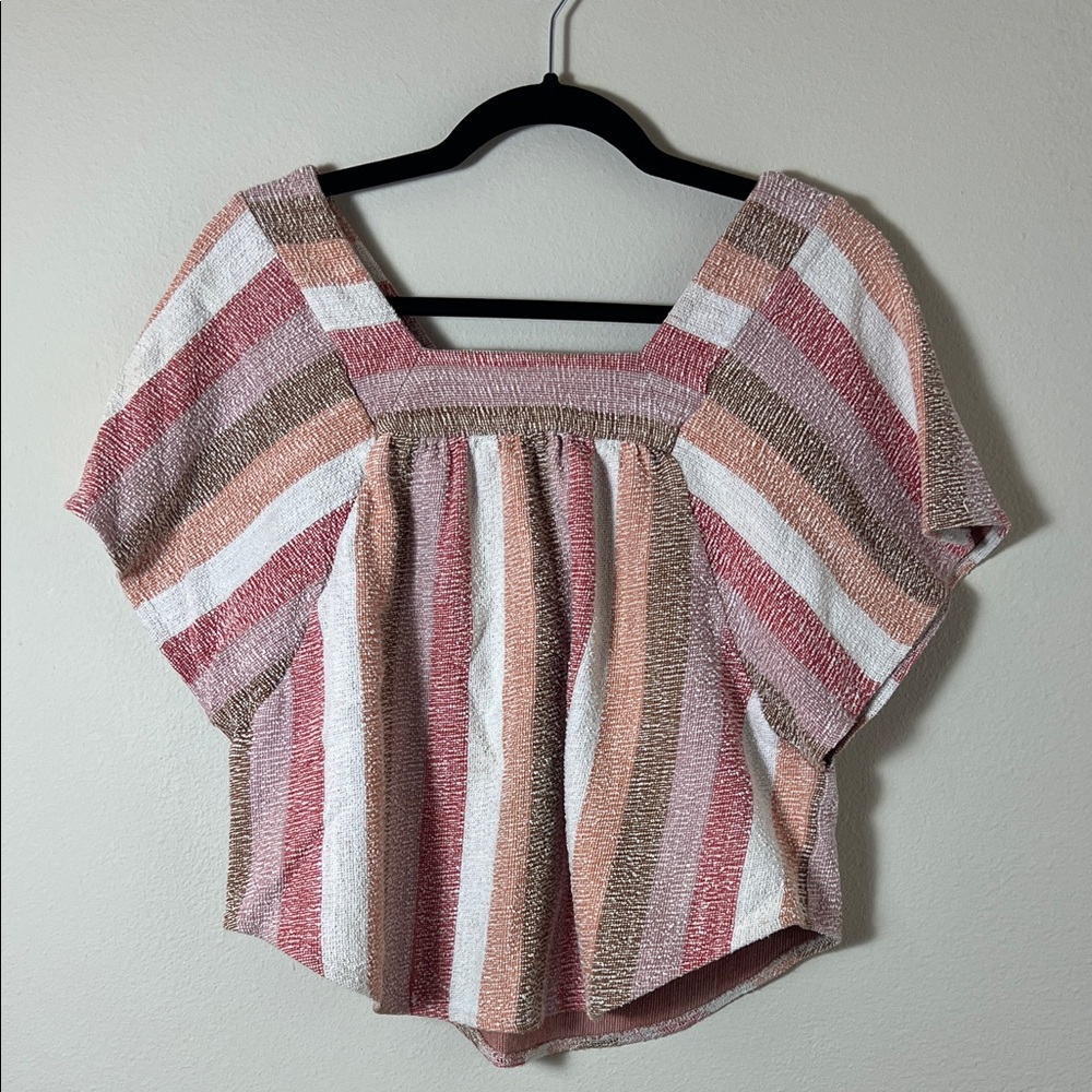 Madewell Texture & Thread Butterfly Top in Sherbet Stripe Size XS - Picture 4 of 8